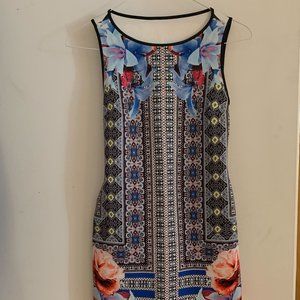 Clover Canyon Floral & Geometric Bodycon W/ Keyhole Back